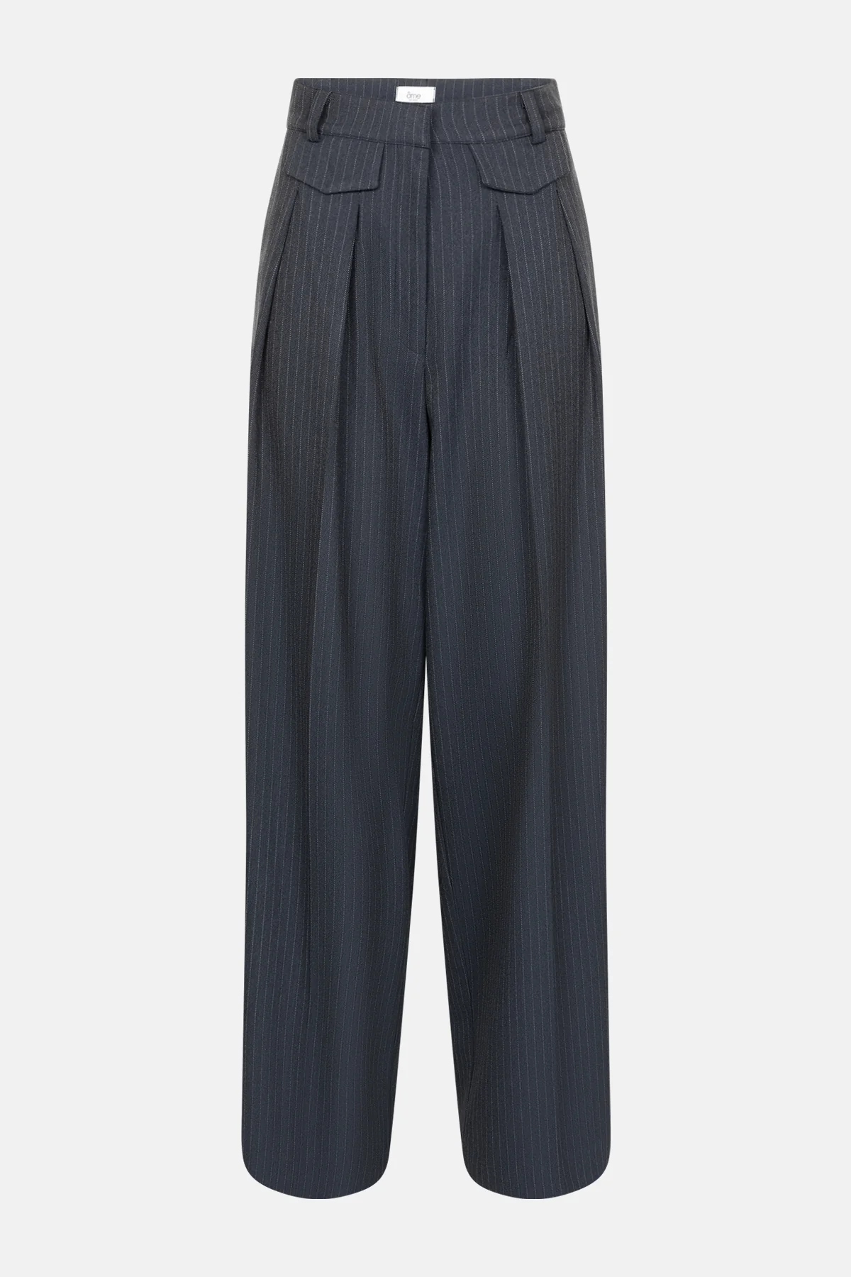 Pantalon large à rayures et plis Michel | Gris - Image 1